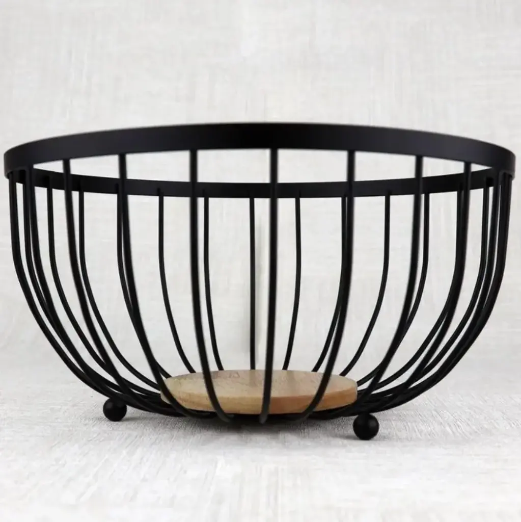 Frutero de metal y bambú