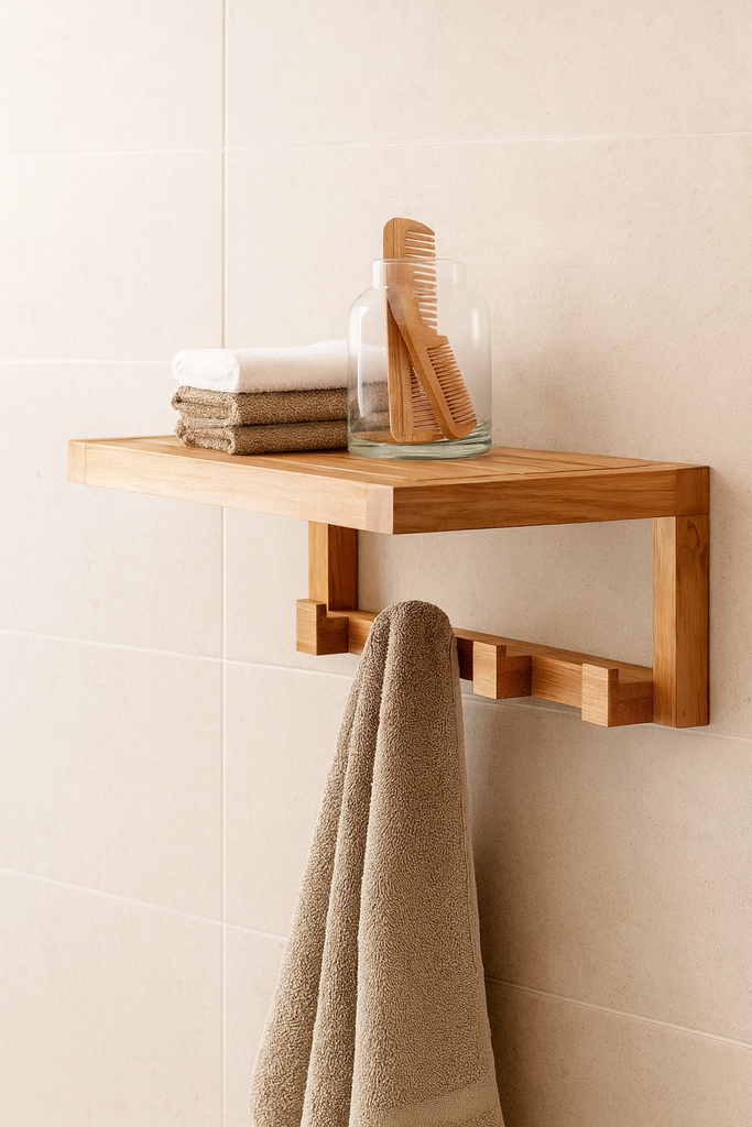 Perchero con estante en bambú