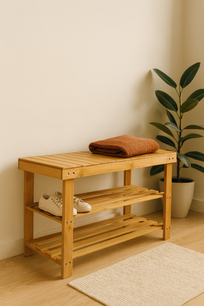 Banco zapatera en bambú