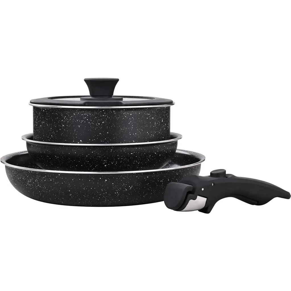 Ollas con mango desmontable 5 piezas Negra.