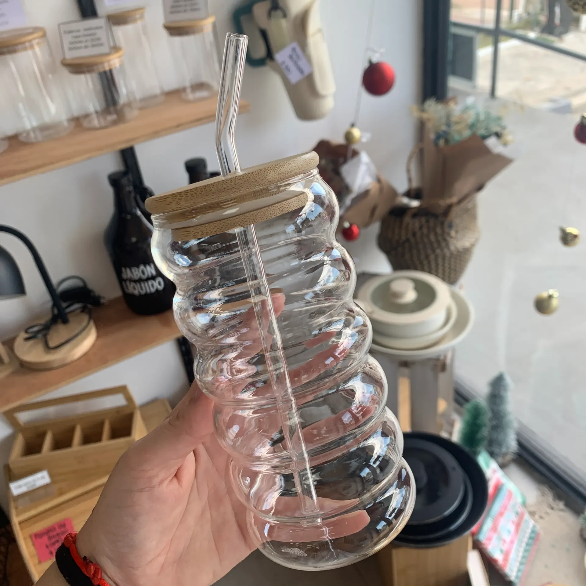 Vaso bubble de vidrio con sorbito